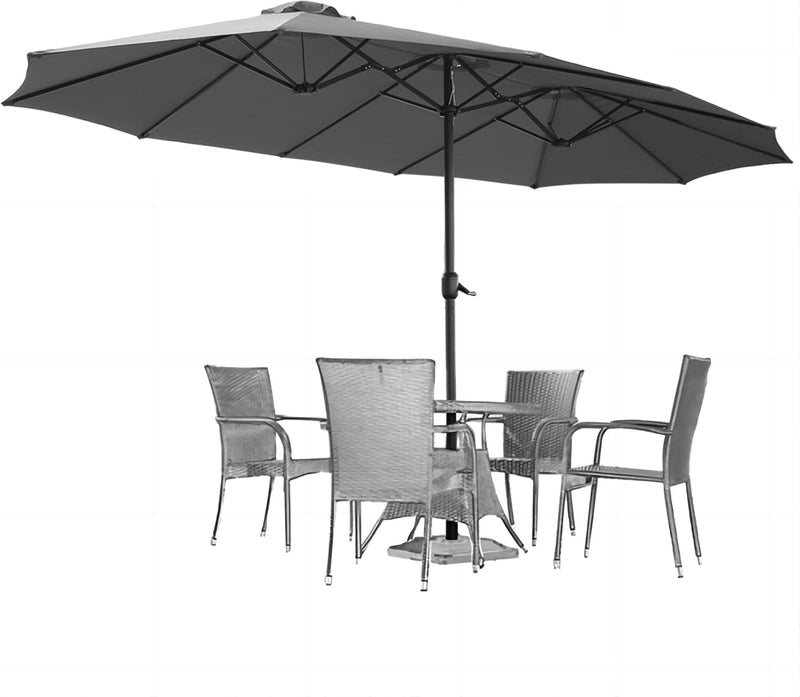 YODOLLA 15 Ft Patio Double Sided Umbrella Large Outdoor Umbrella in Dark Gray