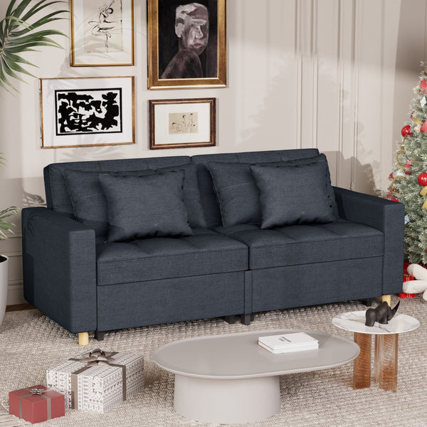AECOJOY 71" Sleeper Sofa Bed & 3-in-1 Futon Pull Out Couch for Living Room & Bedroom, Convertible Loveseat in Navy Blue