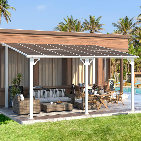 YODOLLA 10' x 14' Hardtop Gazebo Outdoor Aluminum Pergola for Garden, Patio, Backyard-White