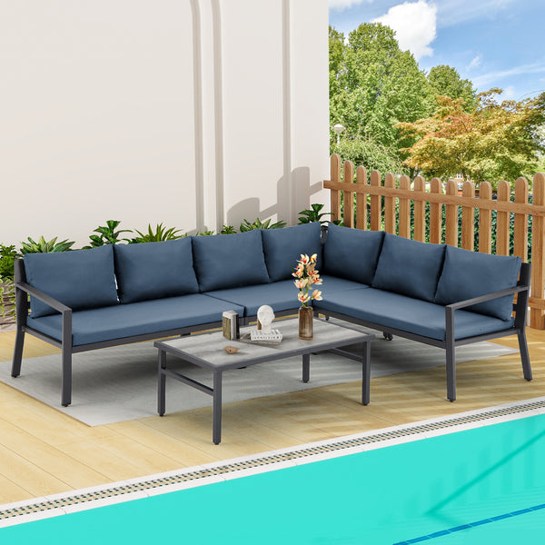 4 Pieces Modern Aluminum Patio Furniture Set Outdoor