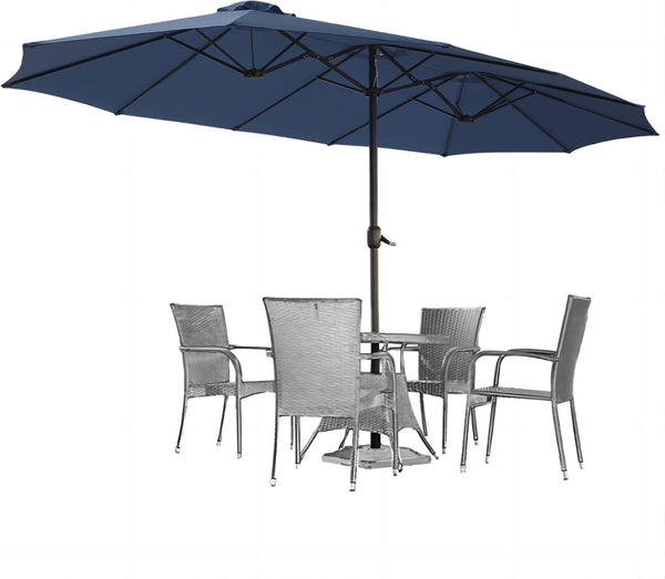 YODOLLA 15 Ft Patio Double Sided Umbrella Large Outdoor Umbrella in Dark Gray