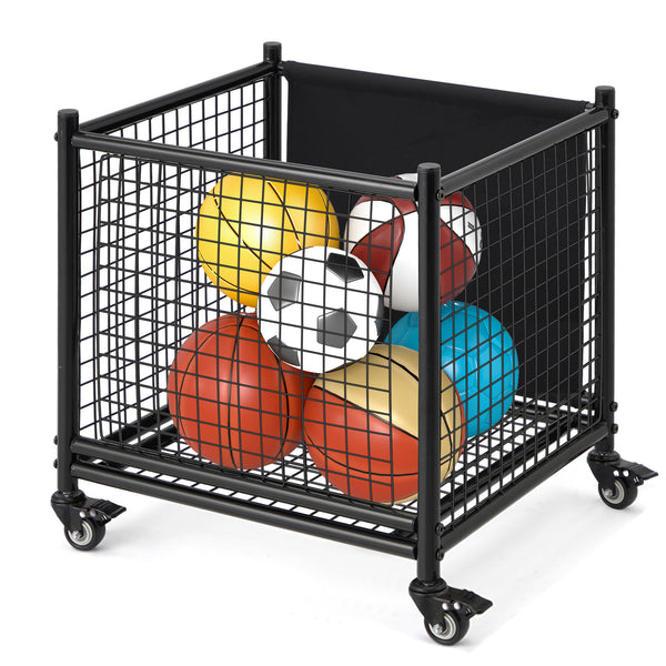 YODOLLA Ball Cart Storage, Rolling Basketball Bin with Wheels for Garage S