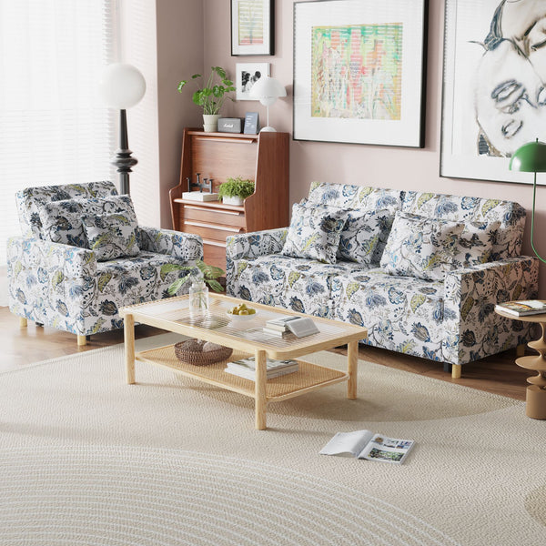 AECOJOY 3-in-1 Convertible Chair Bed Sleeper & Futon Sofa Bed Chair with Adjustable Backrest and 2 Pillows-White print