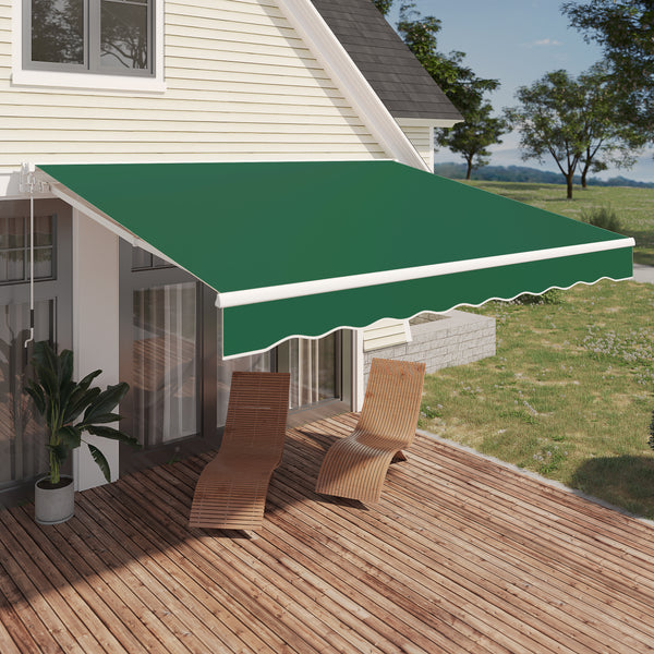 13'×9.8 Manual Retractable Awning,green