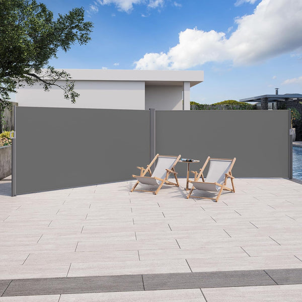 YODOLLA 236" x 63" Gray Polyester Outdoor Panel Privacy Screen