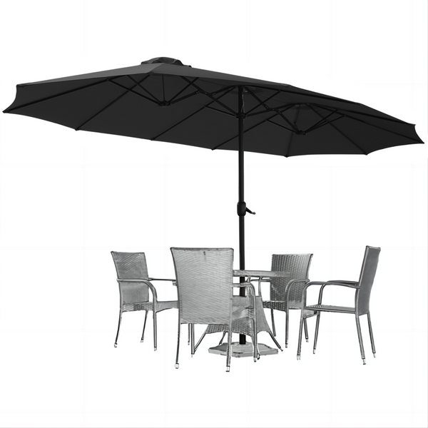 YODOLLA 15 Ft Patio Double Sided Umbrella Large Outdoor Umbrella - Black