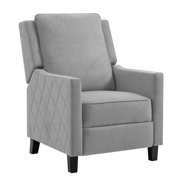 AVAWING Push Back Recliner Chair, Linen Wing Back Chairs with Arms, Mid-Century Vintage Accent Chair for Living Room, Grey