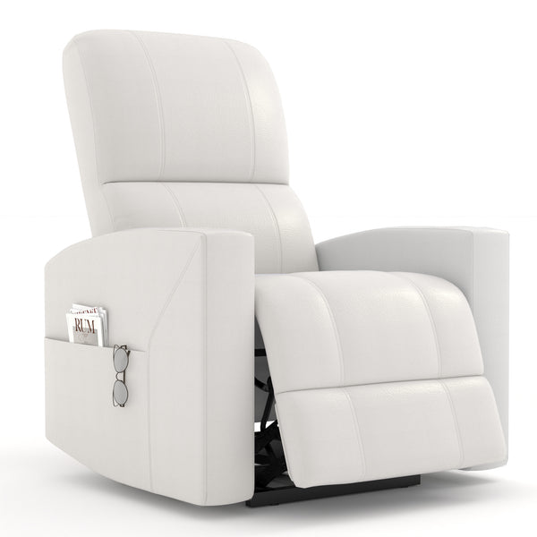 YODOLLA Power Recliner Chair Faux Leather Sofa Chair for Adult with Side Pocket and Cup Holders Nursery, Living Room, Bedroom, White