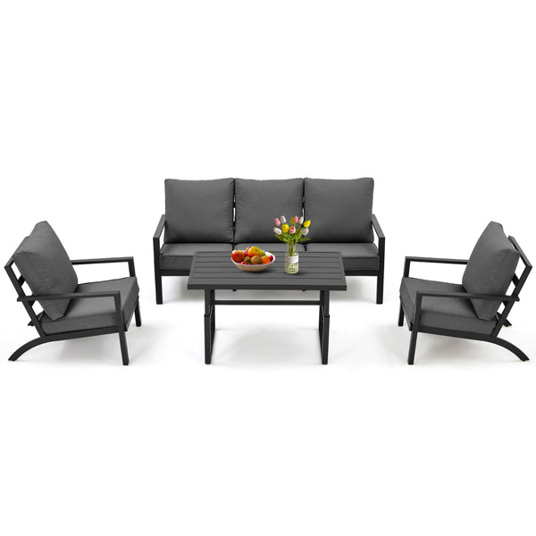 Aluminum Patio Furniture Set Modern black