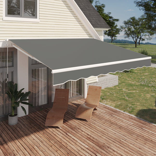 13'×9.8' Manual Retractable Awning,grey