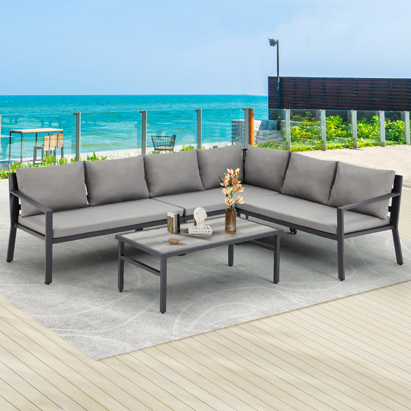 4 Pieces Modern Aluminum Patio Furniture Set