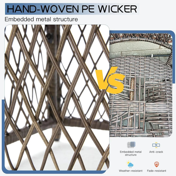 AECOJOY Patio Furniture Set with Cover, 7 Pieces Wicker Outdoor Sectional Sofa with High Table and Chairs, All Weather PE Rattan Conversation Dining Set with Ottoman, Grey Cushions