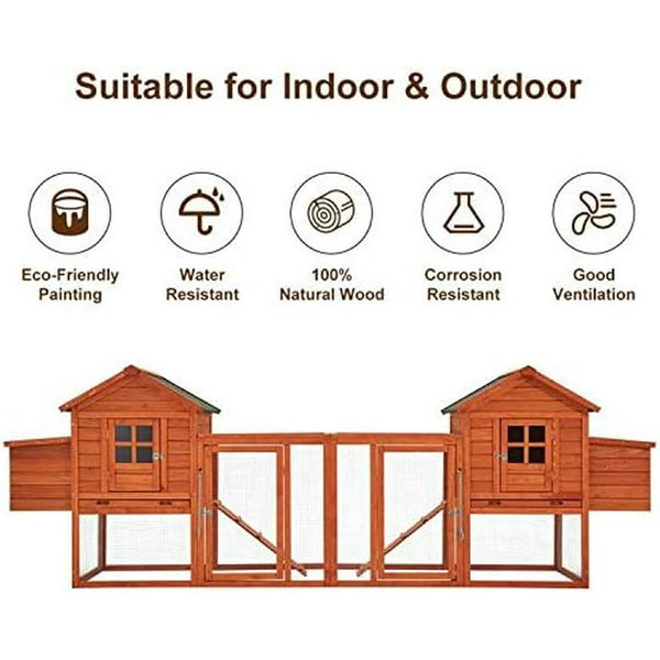 YODOLLA 123" Large Wooden Chicken Coop Clearance with Nesting Boxes for 6-8 Chickens