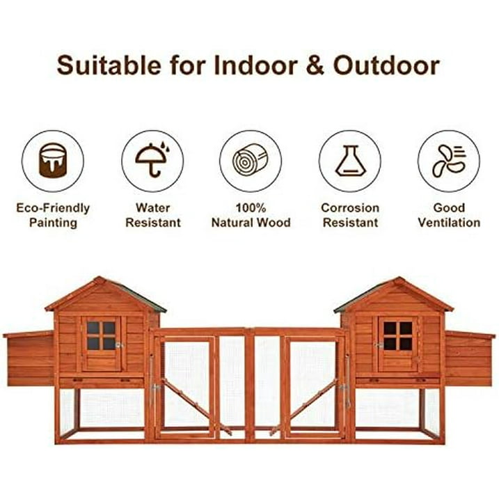YODOLLA 123" Large Wooden Chicken Coop Clearance with Nesting Boxes for 6-8 Chickens