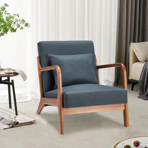 YODOLLA Modern Accent Chairs for Living Room, Mid Century Modern Living Room Bedroom Reading Comfy Lounge Chairs, Small Side Armchair for Bedrooms in Blue