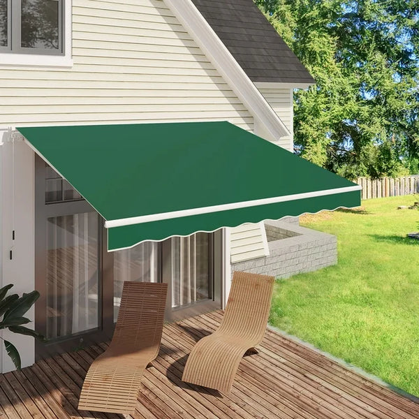 AECOJOY 8' x 10' Manual Retractable Patio Awning in Green
