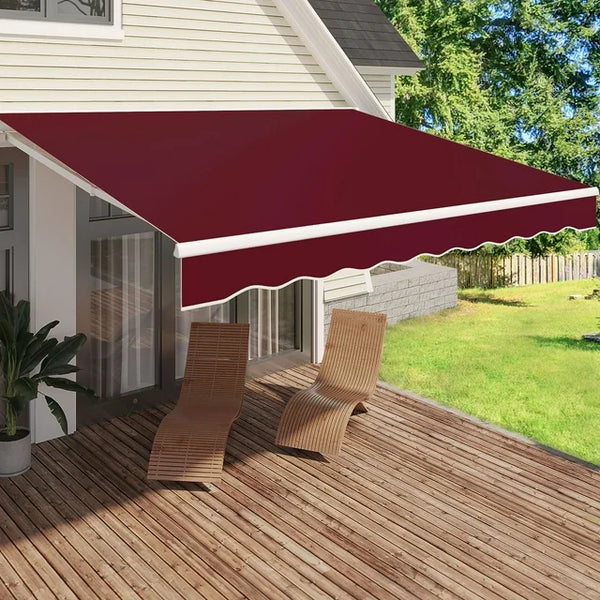 AECOJOY 13' x 10' Manual Retractable Patio Awning in Wine Red