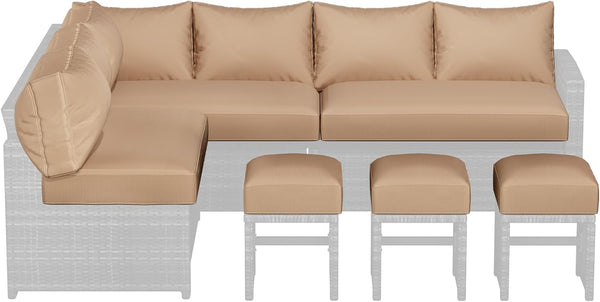 YODOLLA Outdoor Cushions, 4 inch Patio Cushions for Outdoor Furniture, Replacement Cushions Fits 7-Seats Sectional Rattan Conversation Set, Splashproof, Memory Foam Cushions and Covers (Beige)