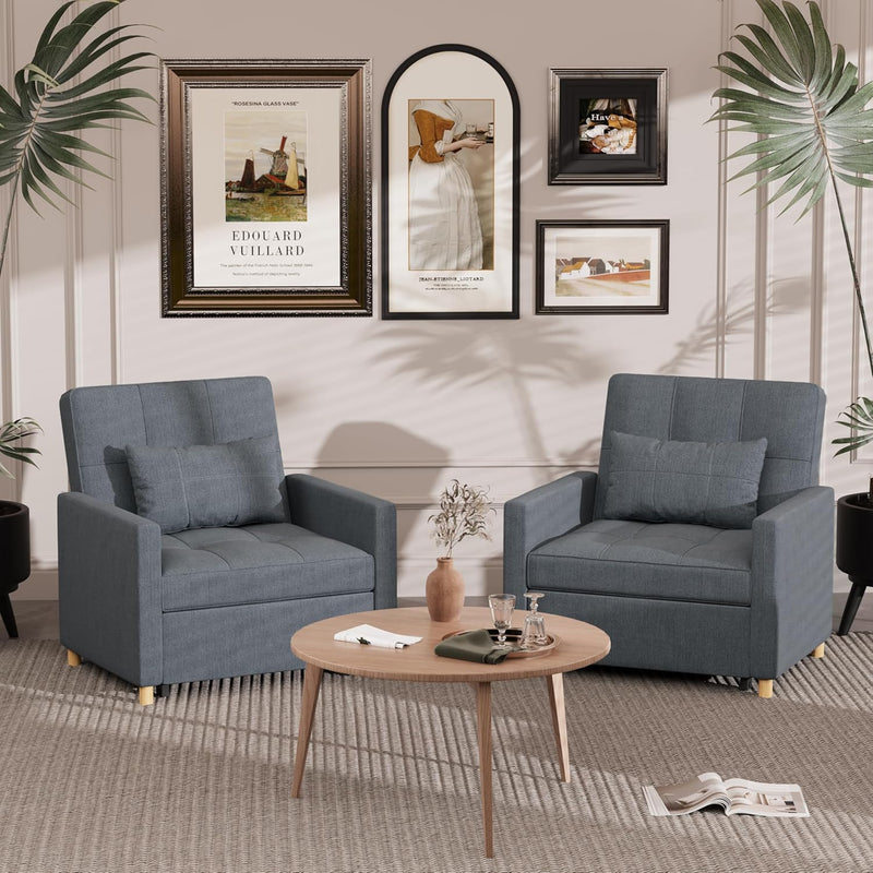 AECOJOY Sleeper Chair Bed 3 in 1 Sofa Bed for Adults Fold Out Sofa Convertible Reading Chair,Dark Grey