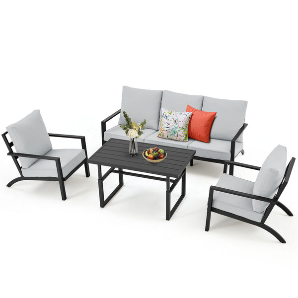 Aluminum Patio Furniture Set Modern Grey