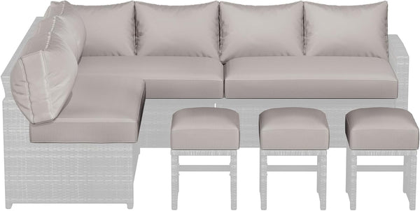 YODOLLA Outdoor Cushions, 4 inch Patio Cushions for Outdoor Furniture, Replacement Cushions Fits 7-Seats Sectional Rattan Conversation Set, Splashproof, Memory Foam Cushions and Covers (Grey)