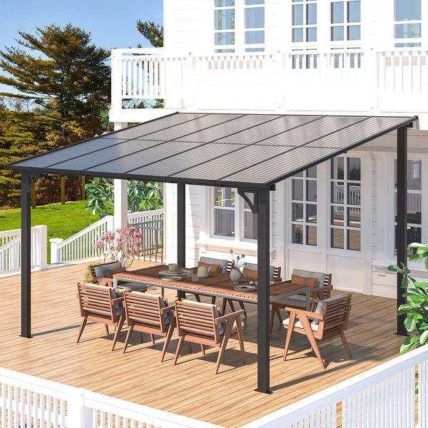 YODOLLA 10' x 12' Hardtop Gazebo Outdoor Aluminum Pergola for Garden, Patio, Backyard-Dark Gray