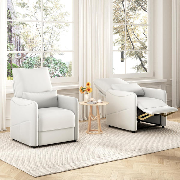 YODOLLA Power Recliner Chair for Adults, Modern Electric Reclining Sofa Chair with Lumbar Support for Living Room, Beige White