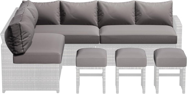 YODOLLA Outdoor Cushions, 4 inch Patio Cushions for Outdoor Furniture, Replacement Cushions Fits 7-Seats Sectional Rattan Conversation Set, Splashproof, Memory Foam Cushions and Covers (Dark Grey)