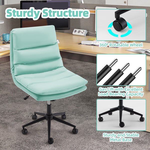 YODOLLA Office Chair on Clearance, Adjustable Height Vanity Chair Armless Desk Chair and PU Leather Swivel Chair for Office, Home