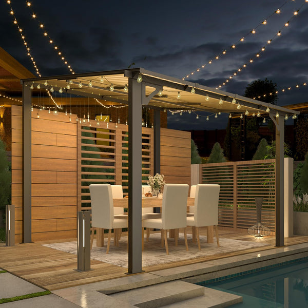 YODOLLA 8' x 8' Hardtop Gazebo Outdoor Aluminum Pergola For Garden, Patio, Backyard-Dark Gray
