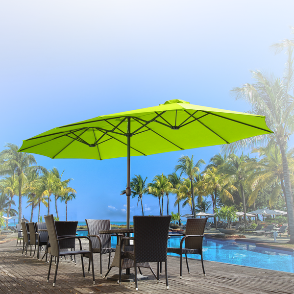 YODOLLA 15 Ft Patio Double Sided Umbrella Large Outdoor Umbrella - Green