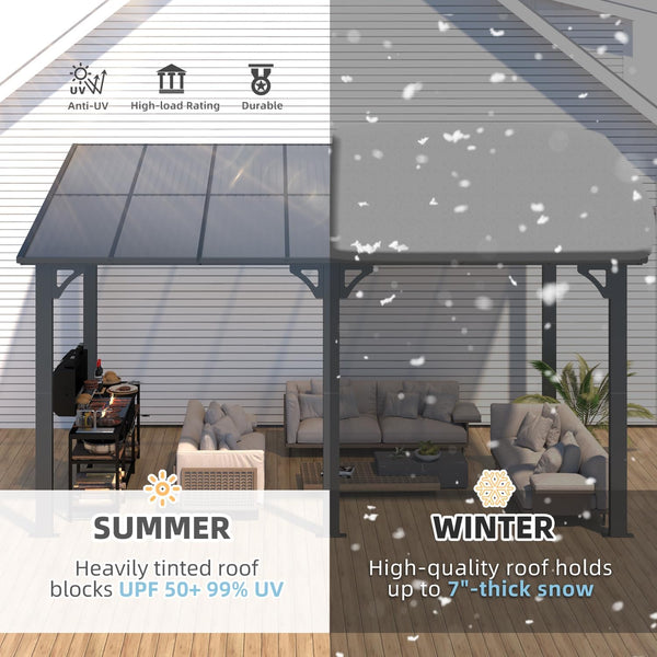 YODOLLA 8' x 14' Hardtop Gazebo Outdoor Aluminum Pergola For Garden, Patio, Backyard-Dark Grey