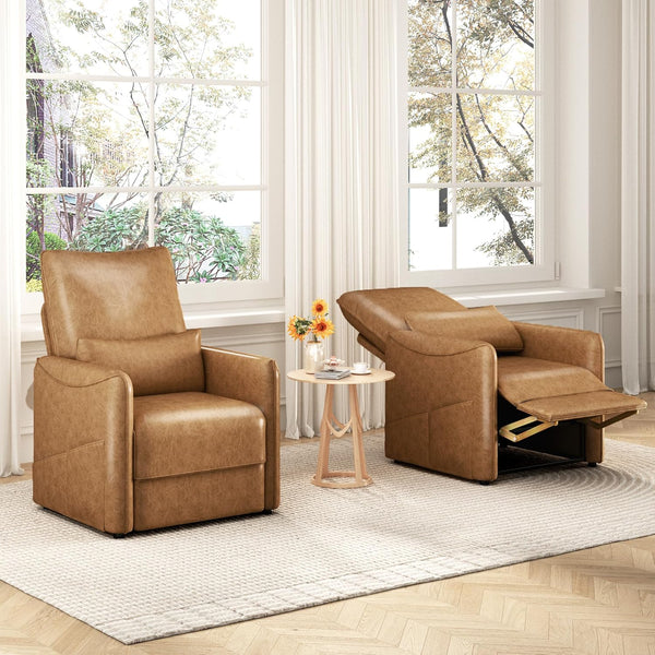 YODOLLA Power Recliner Chair for Adults, Modern Electric Reclining Sofa Chair with Lumbar Support for Living Room, Brown