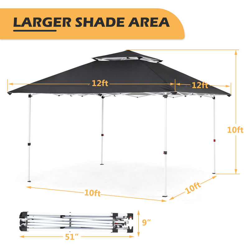 AVAWING 12x12 ft Pop Up Canopy Tent with UV Protection - Perfect for Backyard Parties, Beach Trips, and Car Camping (Black)