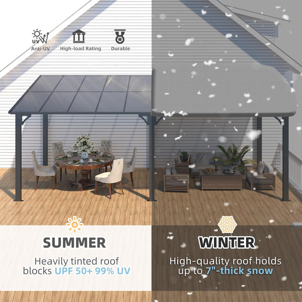 YODOLLA 8' x 20' Hardtop Gazebo Outdoor Aluminum Pergola For Garden, Patio, Backyard-Dark Grey