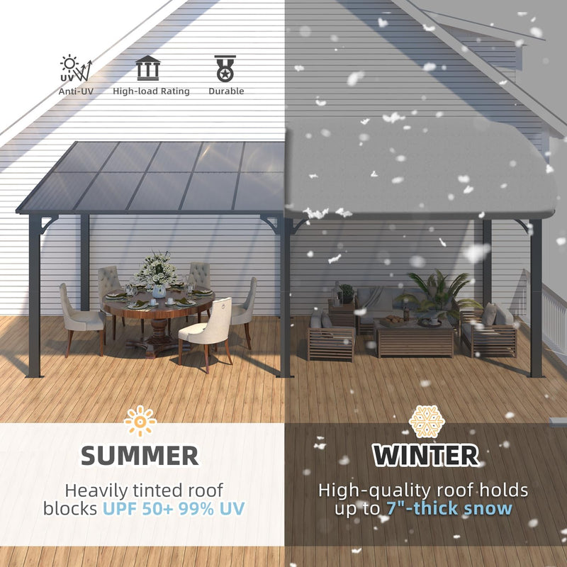 YODOLLA 8' x 20' Hardtop Gazebo Outdoor Aluminum Pergola For Garden, Patio, Backyard-Dark Grey