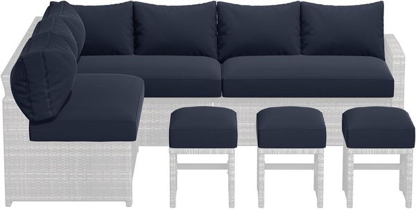 YODOLLA Outdoor Cushions, 4 inch Patio Cushions for Outdoor Furniture, Replacement Cushions Fits 7-Seats Sectional Rattan Conversation Set, Splashproof, Memory Foam Cushions and Covers (Navy)