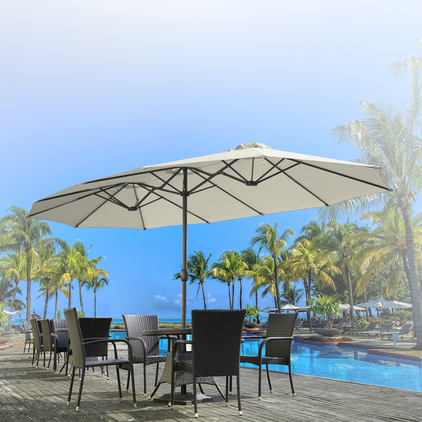 YODOLLA 15 Ft Patio Double Sided Umbrella Large Outdoor Umbrella - White