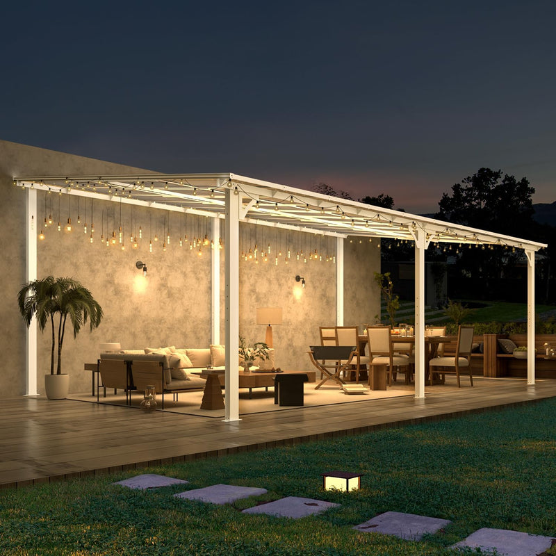 YODOLLA 12' x 20' Hardtop Gazebo Outdoor Aluminum Pergola For Garden, Patio, Backyard-White
