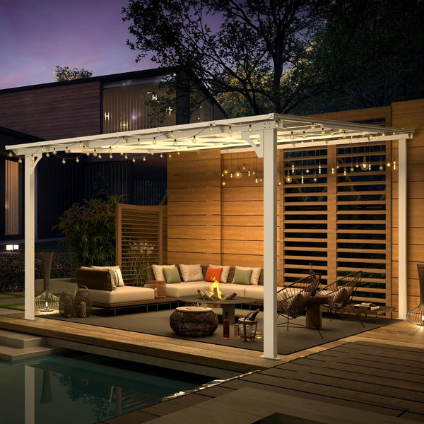 YODOLLA 12' x 12' Hardtop Gazebo Outdoor Aluminum Pergola For Garden, Patio, Backyard-White