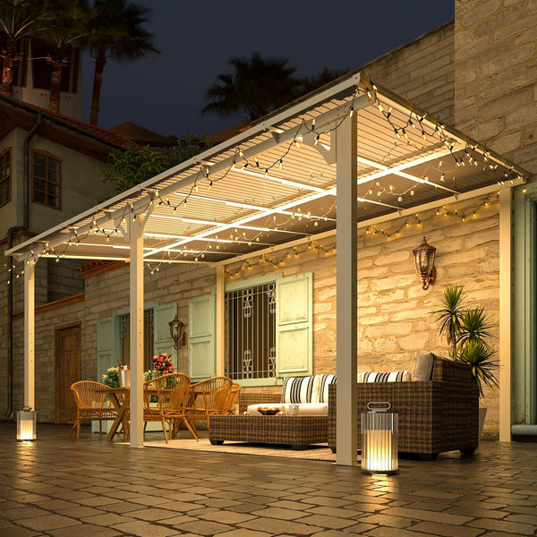 YODOLLA 10' x 14' Hardtop Gazebo Outdoor Aluminum Pergola for Garden, Patio, Backyard-White
