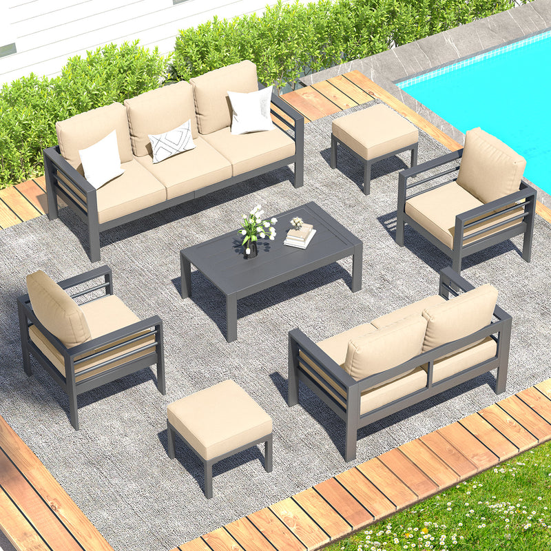 YODOLLA Aluminum Patio Furniture Sets on Sale Beige