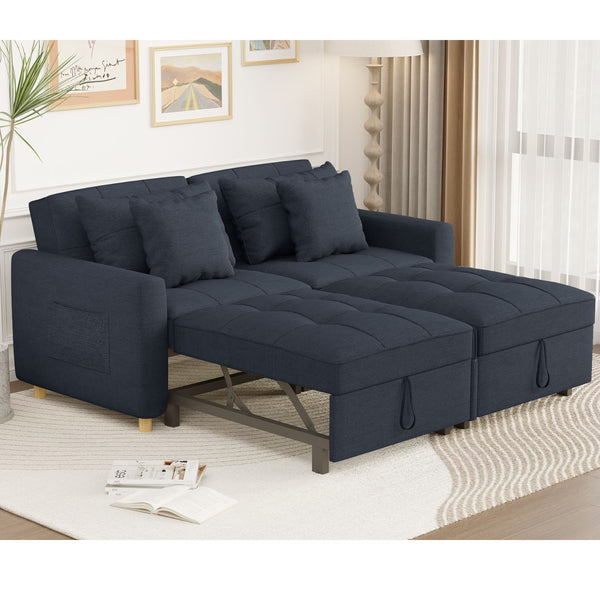 AECOJOY 71" Sleeper Sofa Bed & 3-in-1 Futon Pull Out Couch for Living Room & Bedroom, Convertible Loveseat in Navy Blue