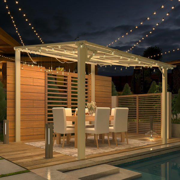 YODOLLA 8' x 8' Hardtop Gazebo Outdoor Aluminum Pergola For Garden, Patio, Backyard-White
