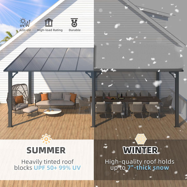 YODOLLA 10' x 20' Hardtop Gazebo Outdoor Aluminum Pergola For Garden, Patio, Backyard-Dark Grey