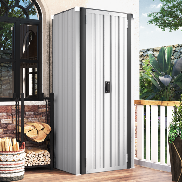 Outdoor Storage Cabinet Metal Organizer white