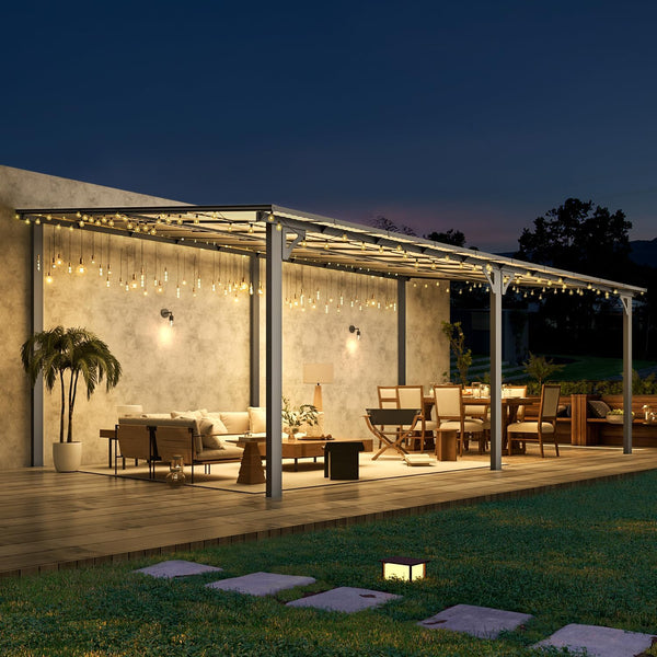 YODOLLA 12' x 20' Hardtop Gazebo Outdoor Aluminum Pergola For Garden, Patio, Backyard-Dark Gray