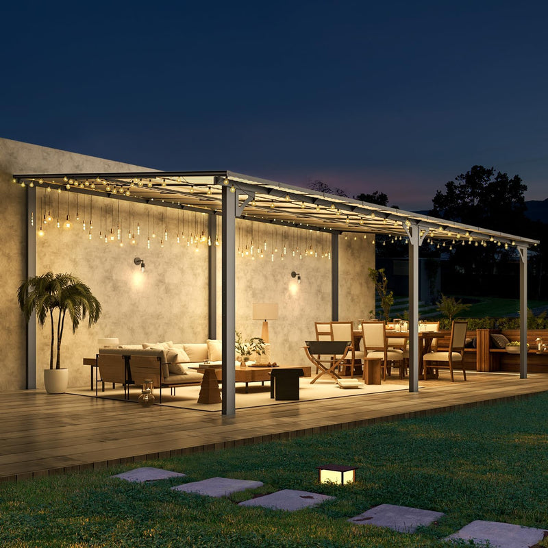 YODOLLA 12' x 20' Hardtop Gazebo Outdoor Aluminum Pergola For Garden, Patio, Backyard-Dark Gray