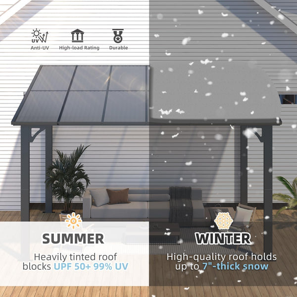 YODOLLA 8' x 12' Hardtop Gazebo Outdoor Aluminum Pergola For Garden, Patio, Backyard-Dark Grey