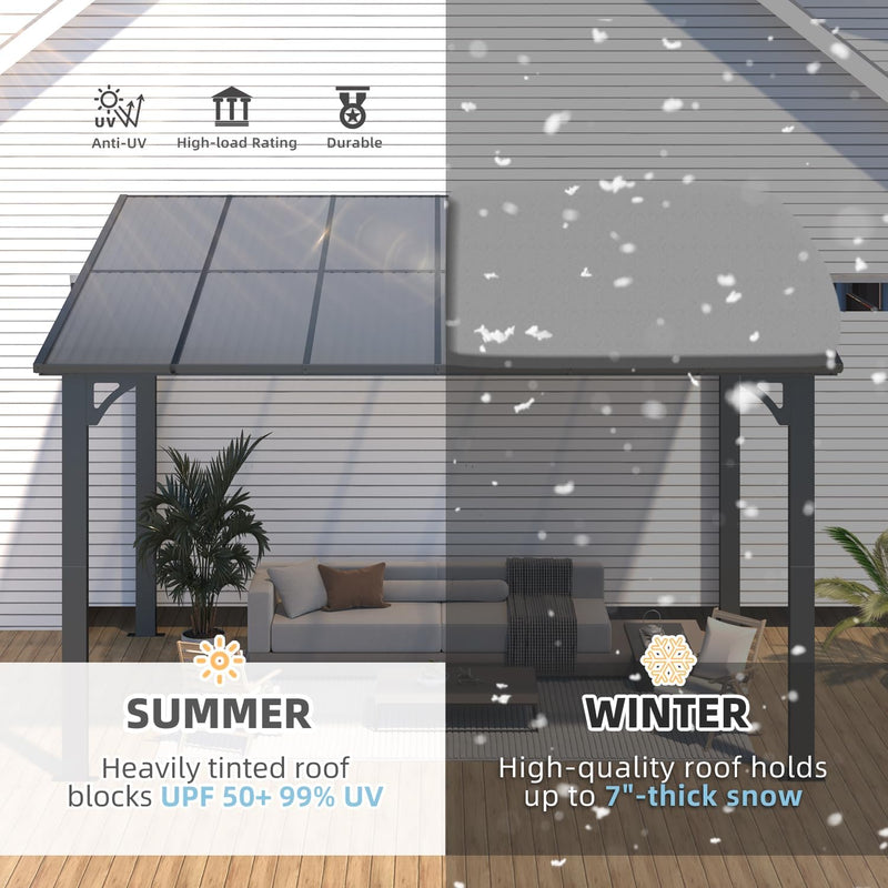 YODOLLA 8' x 12' Hardtop Gazebo Outdoor Aluminum Pergola For Garden, Patio, Backyard-Dark Grey